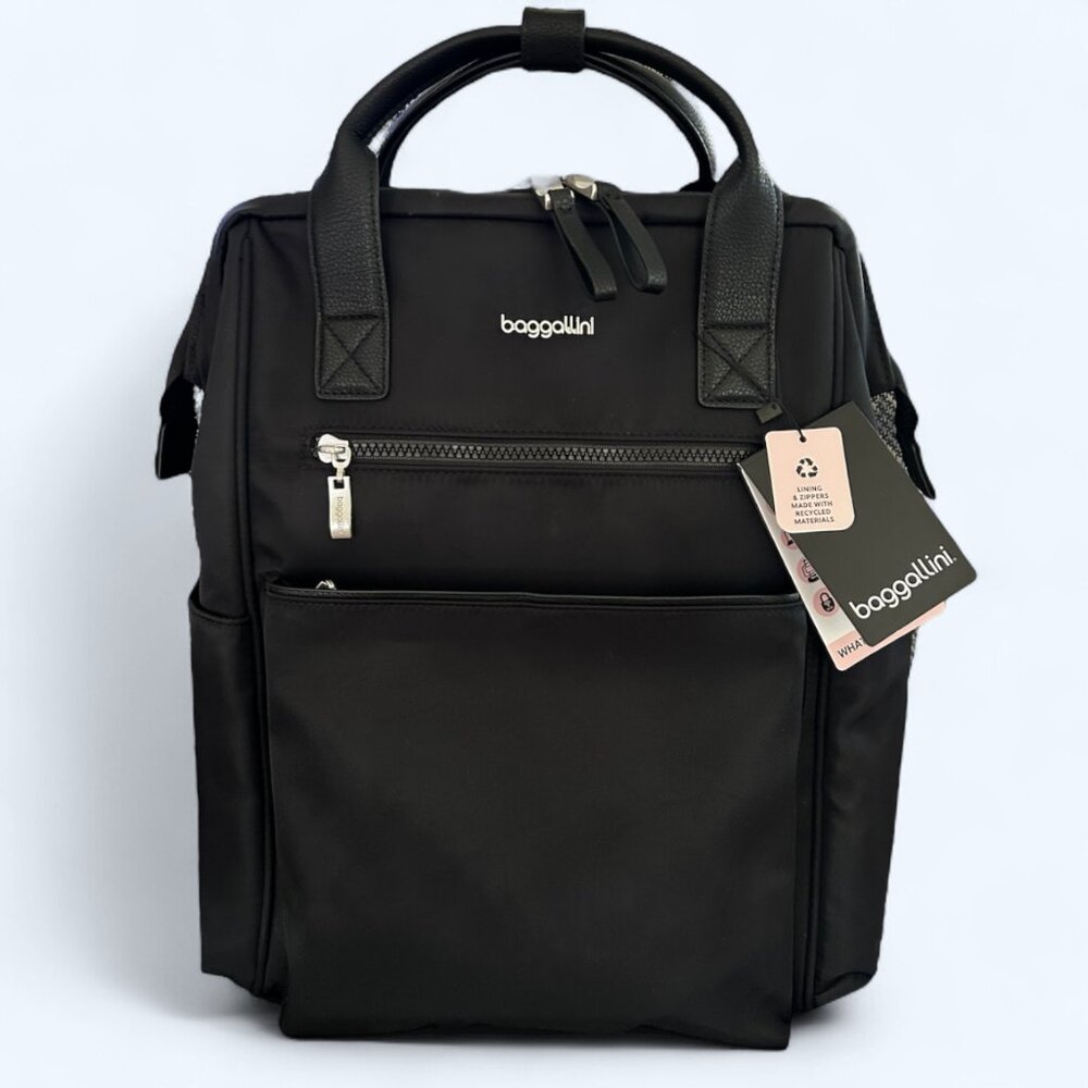 Baggallini Black Structured Nylon Backpack Tote